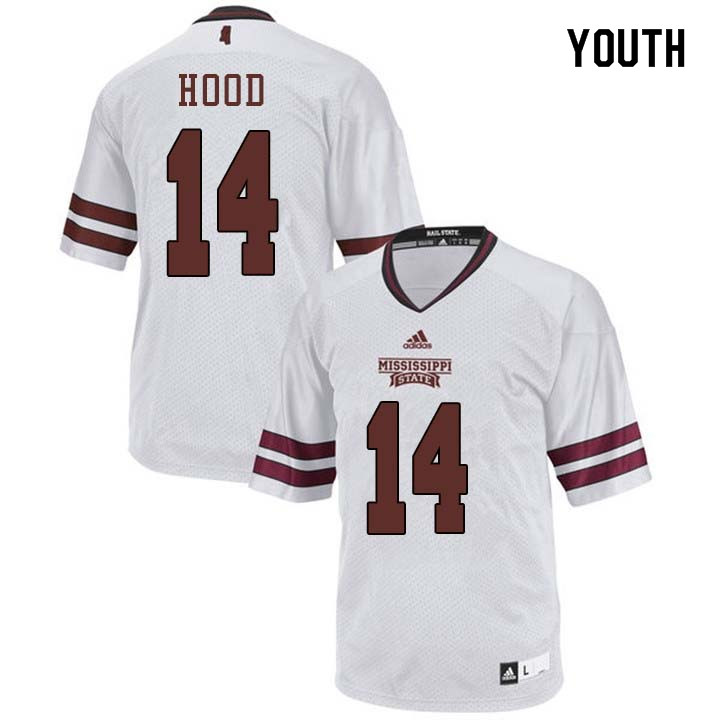 Youth #14 Mitch Hood Mississippi State Bulldogs College Football Jerseys Sale-White - Click Image to Close